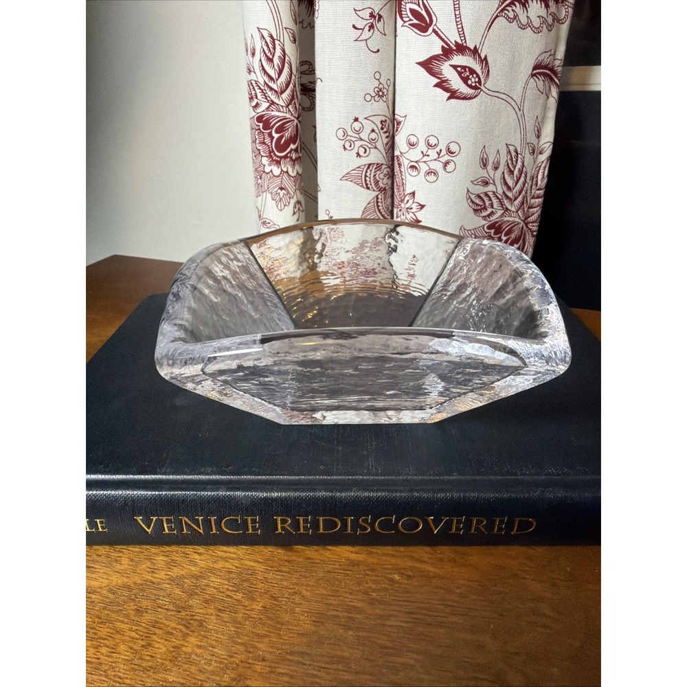Simon Pearce Woodbury Bowl Ice Glass Hand Blown Minimalist Signed 6.25" Vintage - Picture 2 of 7